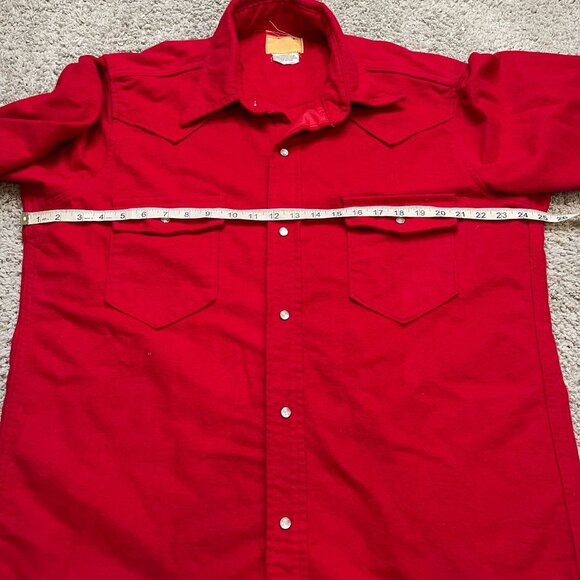 Vintage Deerskin Red Western Chamois Pearl Snap Button USA Shirt XL - Picture 6 of 8